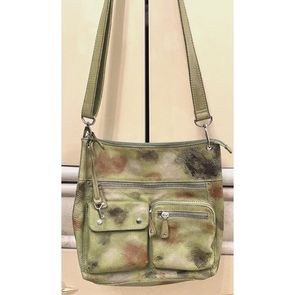 Fossil Handbags - VINTAGE Y2K FOSSIL GREEN CAMO LEATHER MEDIUM CROSSBODY HAND SHOULDER BAG CUSTOM